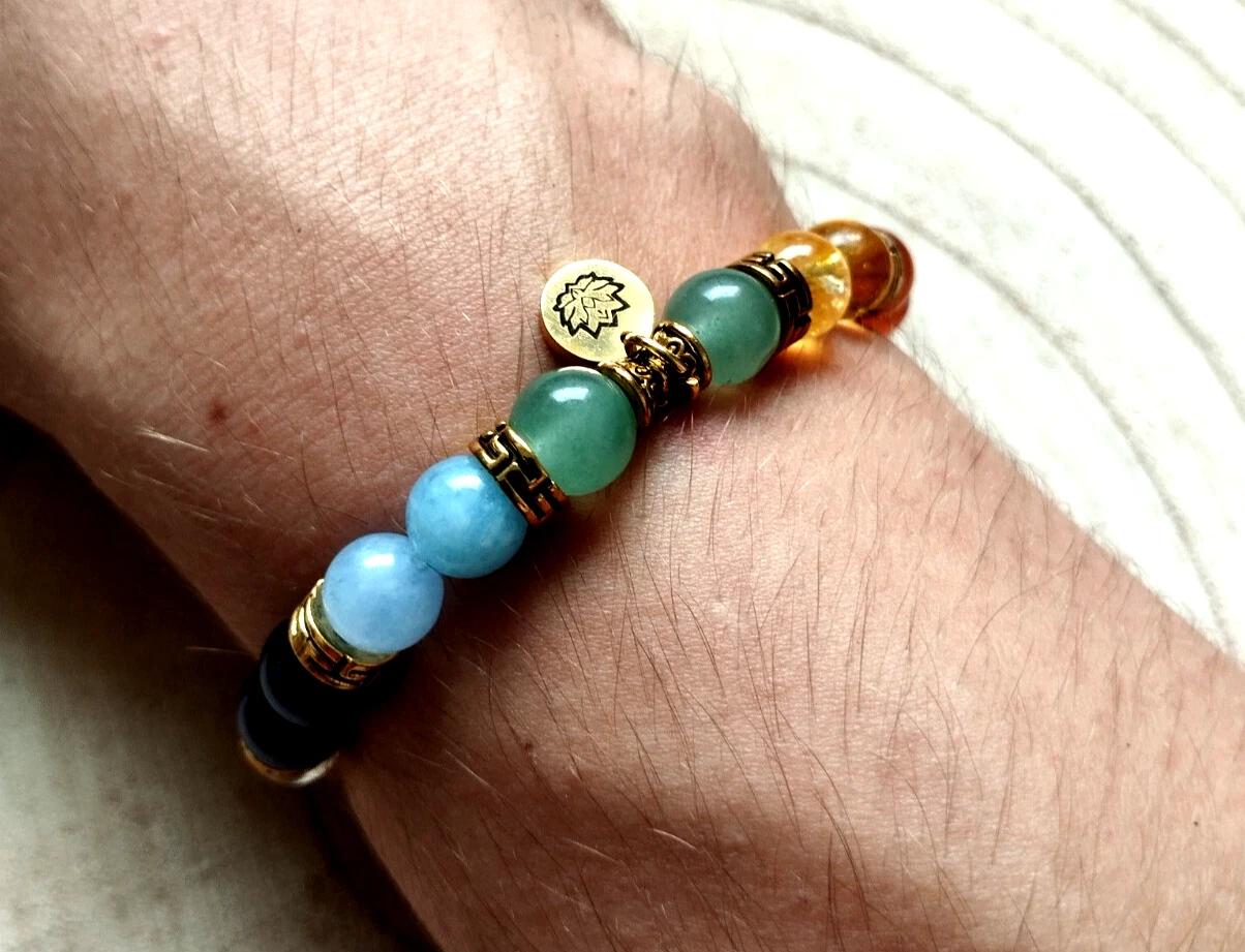 7 Chakra Armband • Handgefertigt aus Echten Natursteinen • Mit Lotus & Rudraksha für Balance & Schutz