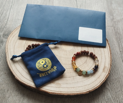 7 Chakra Armband • Handgefertigt aus Echten Natursteinen • Mit Lotus & Rudraksha für Balance & Schutz