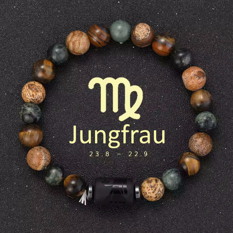 Jungfrau Armband • Tigeraugen & Persönlichkeitsstein • Individuelles Sternzeichen Schmuckstück