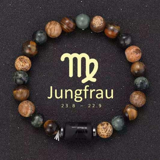 Jungfrau Armband • Tigeraugen & Persönlichkeitsstein • Individuelles Sternzeichen Schmuckstück