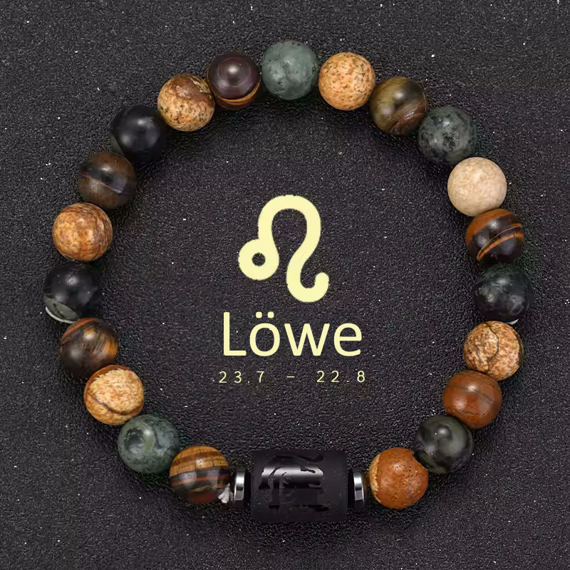 Löwe Armband • Tigeraugen & Persönlichkeitsstein • Individuelles Sternzeichen Schmuckstück