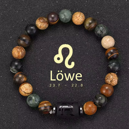 Löwe Armband • Tigeraugen & Persönlichkeitsstein • Individuelles Sternzeichen Schmuckstück
