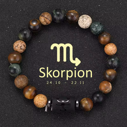 Skorpion Armband • Tigeraugen & Persönlichkeitsstein • Individuelles Sternzeichen Schmuckstück
