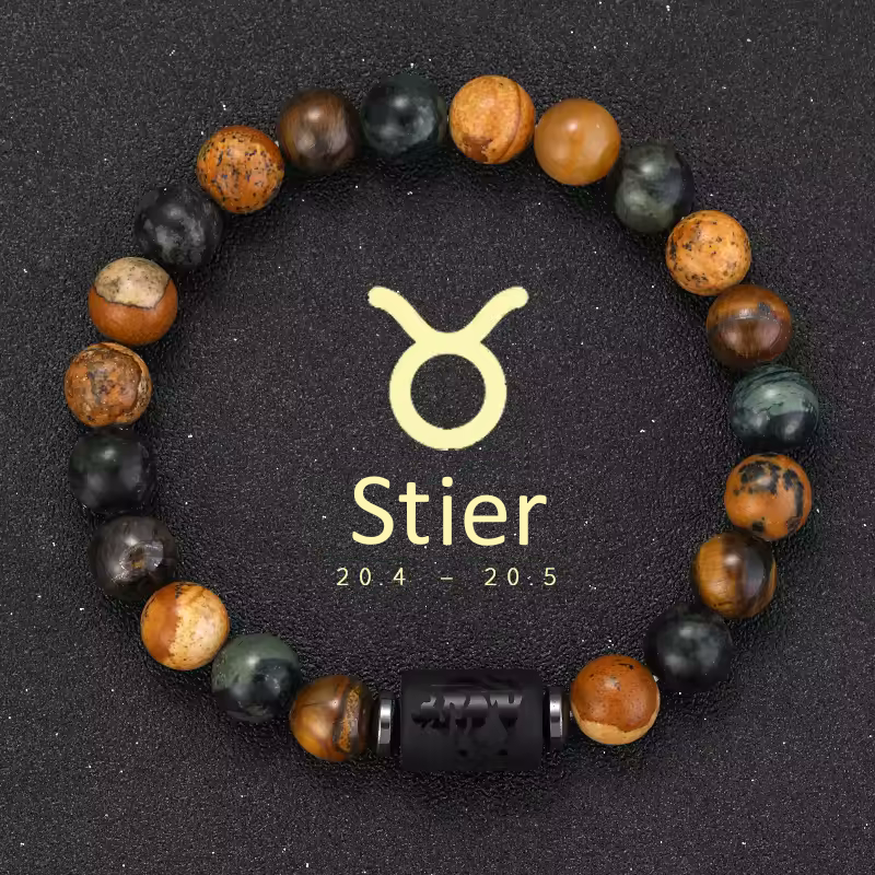 Stier Armband • Tigeraugen & Persönlichkeitsstein • Individuelles Sternzeichen Schmuckstück