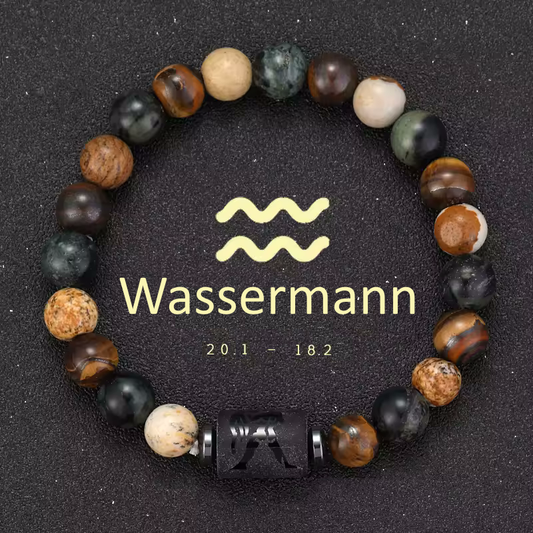 Wassermann Armband • Tigeraugen & Persönlichkeitsstein • Individuelles Sternzeichen Schmuckstück