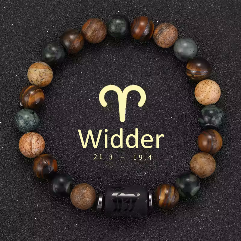 Widder Armband • Tigeraugen & Persönlichkeitsstein • Individuelles Sternzeichen Schmuckstück